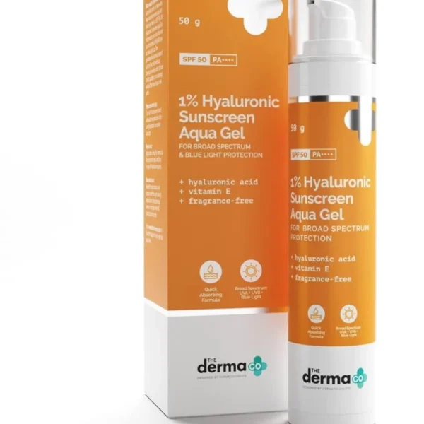 Derma Co Hyaluronic Sunscreen Aqua Gel SPF 50 | Hydrating, Lightweight Protection